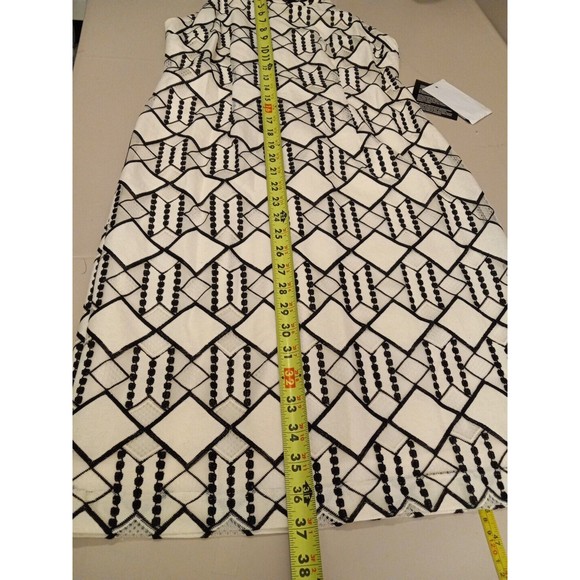 Nine West Ivory/black Geometric Sleeveless‎ Beaded Neck Dress Size 4 - Picture 11 of 13